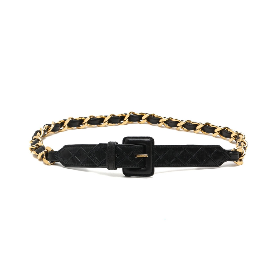Chanel 1990s Leather Chain Belt, Size 75