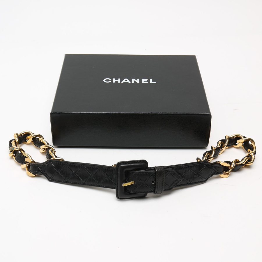 Chanel 1990s Leather Chain Belt, Size 75
