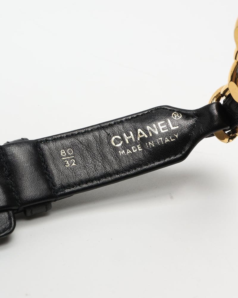 Chanel 1990s Leather Chain Belt, Size 75