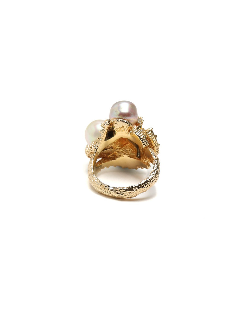 Christian Dior Rhinestone Pearl Ring, Size 60