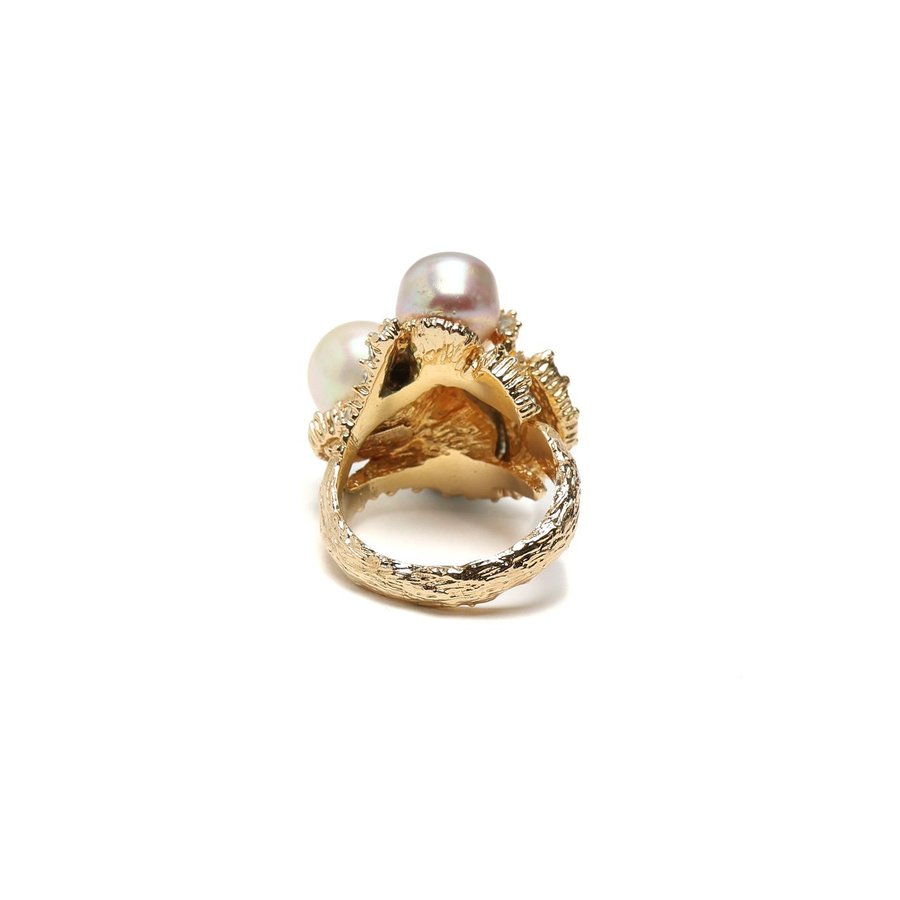 Christian Dior Rhinestone Pearl Ring, Size 60