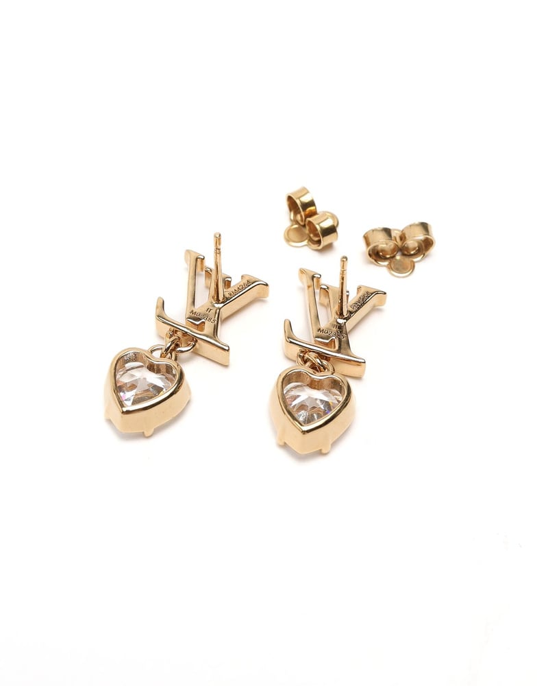 Louis Vuitton LV Iconic Heart Rhinestone Dangling Earrings