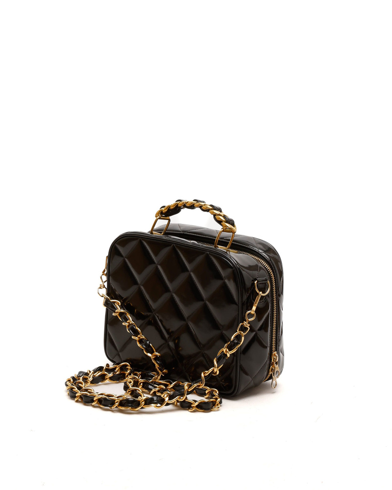 Chanel Quilted Patent Vanity Chain Bag