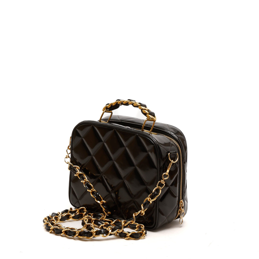 Chanel Quilted Patent Vanity Chain Bag