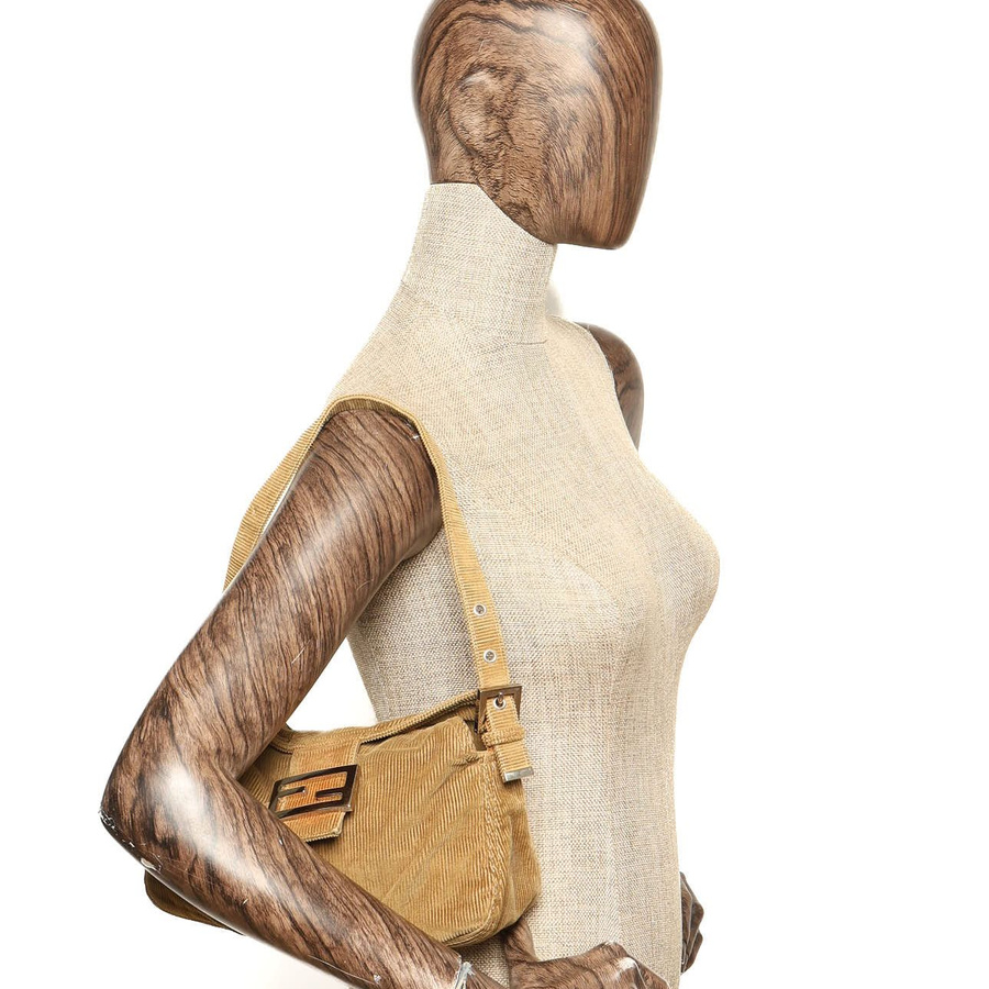 Fendi Corduroy Fold Over Baguette Bag