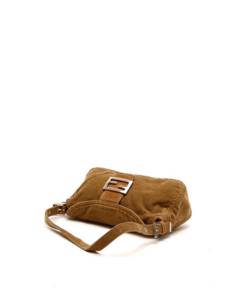 Fendi Corduroy Fold Over Baguette Bag