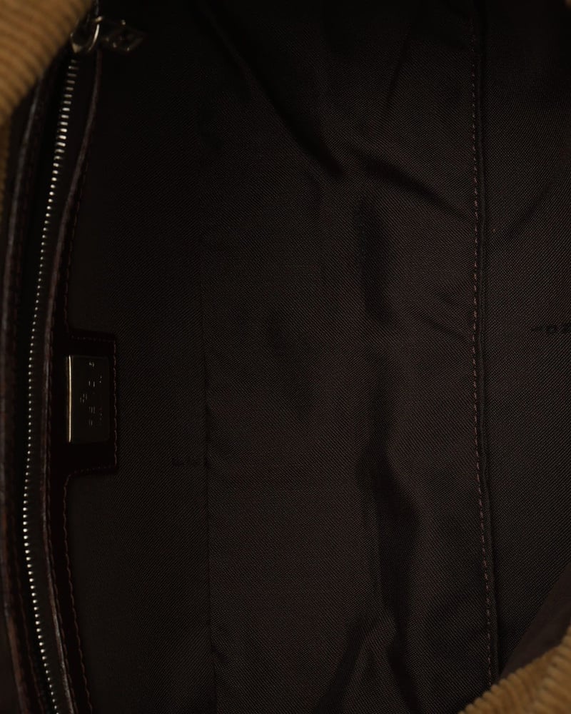 Fendi Corduroy Fold Over Baguette Bag