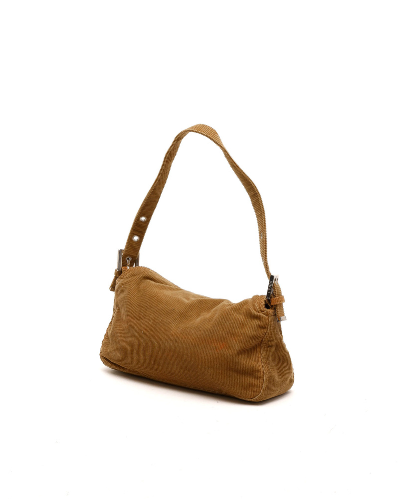 Fendi Corduroy Fold Over Baguette Bag