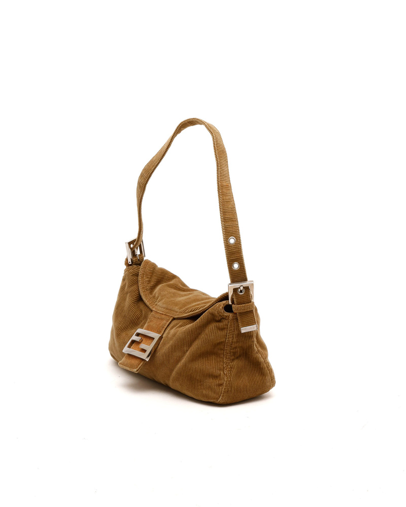 Fendi Corduroy Fold Over Baguette Bag