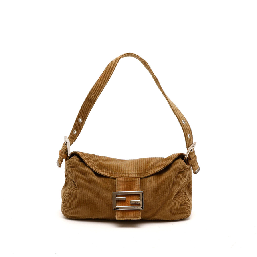Fendi Corduroy Fold Over Baguette Bag