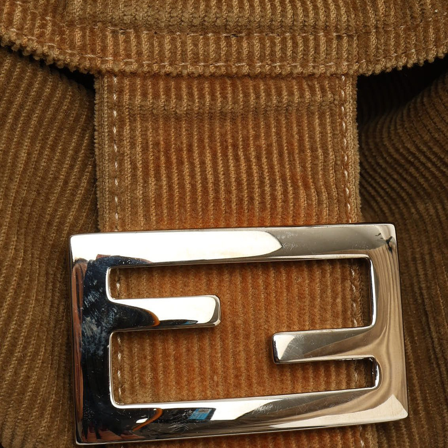Fendi Corduroy Fold Over Baguette Bag