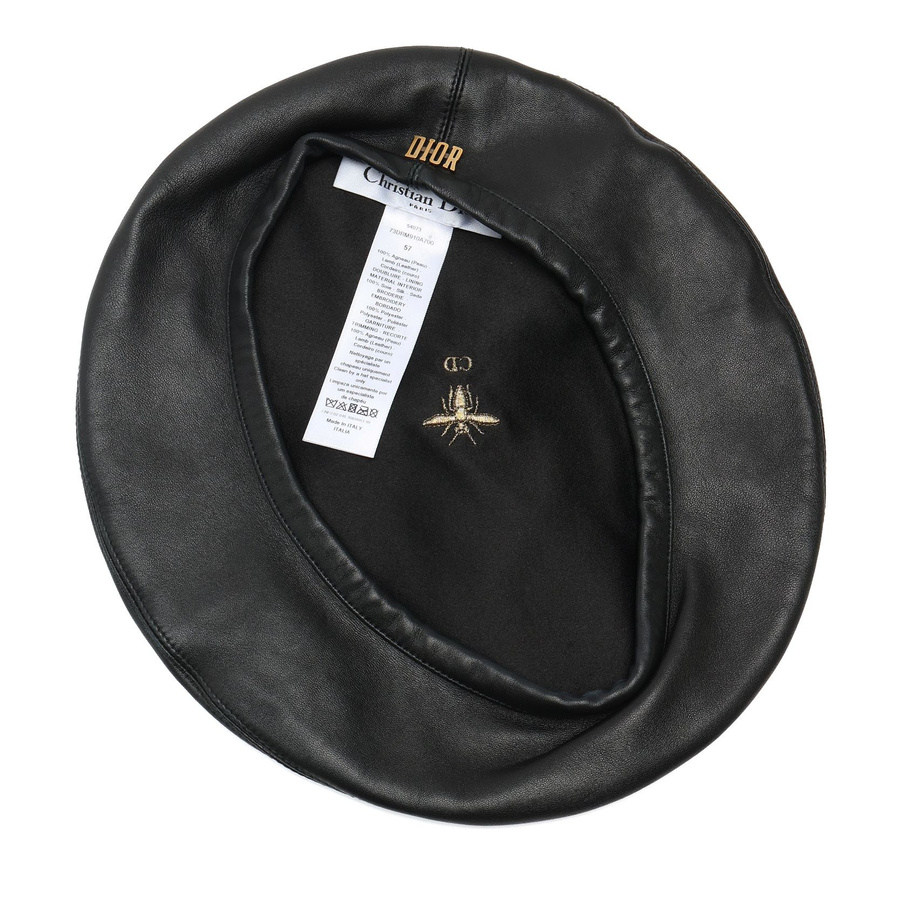 Christian Dior Leather Beret Hat, Size 57
