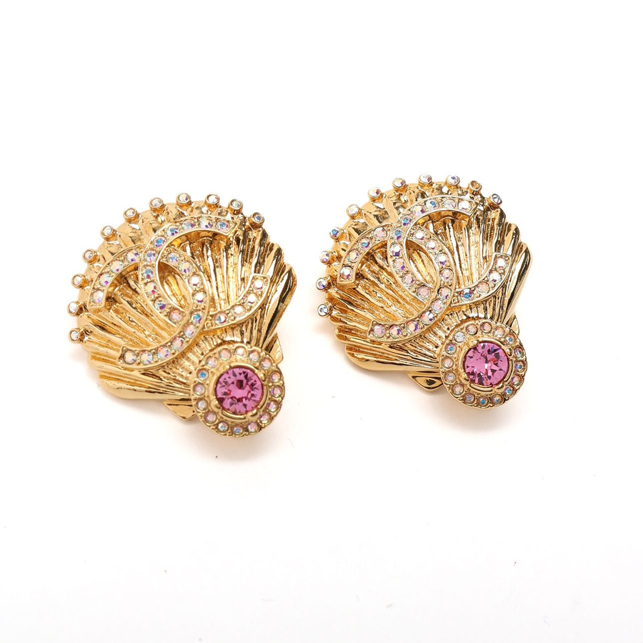 Chanel Coco Mark Classic Rhinestone Clip-on Earrings