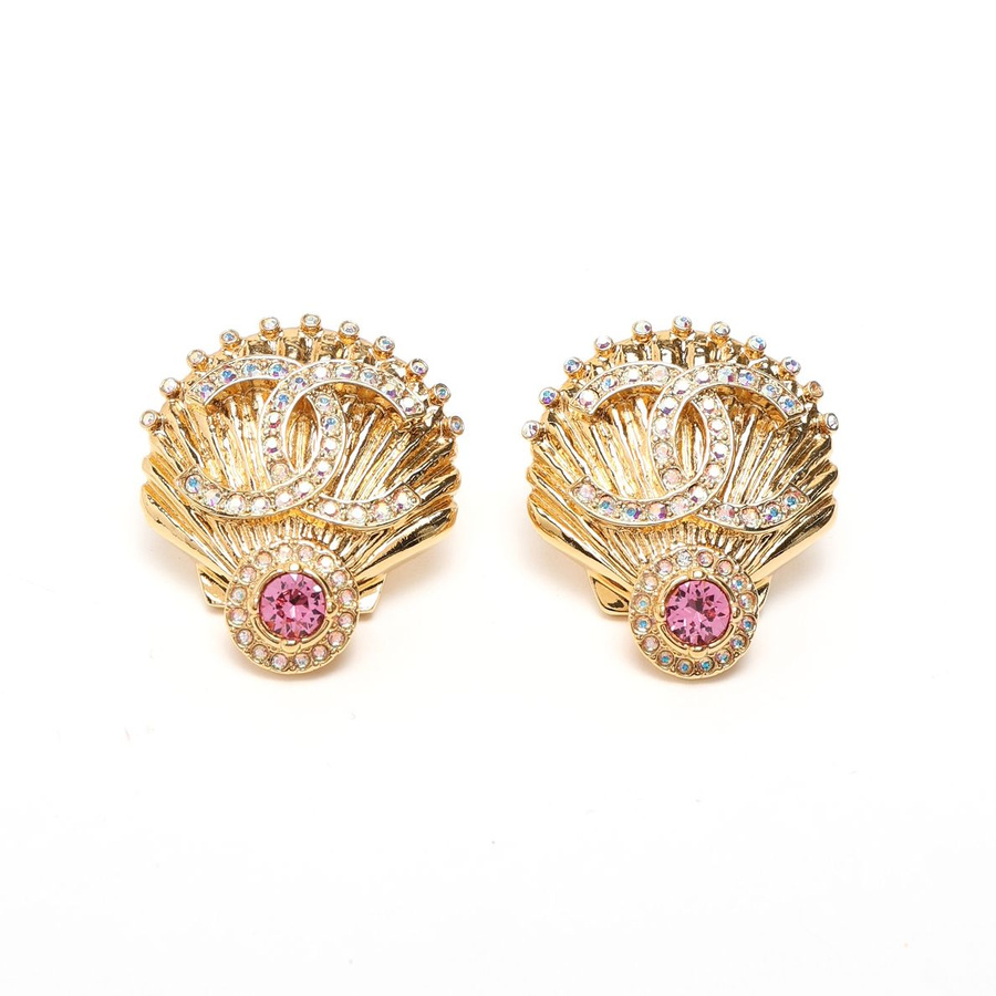 Chanel Coco Mark Classic Rhinestone Clip-on Earrings