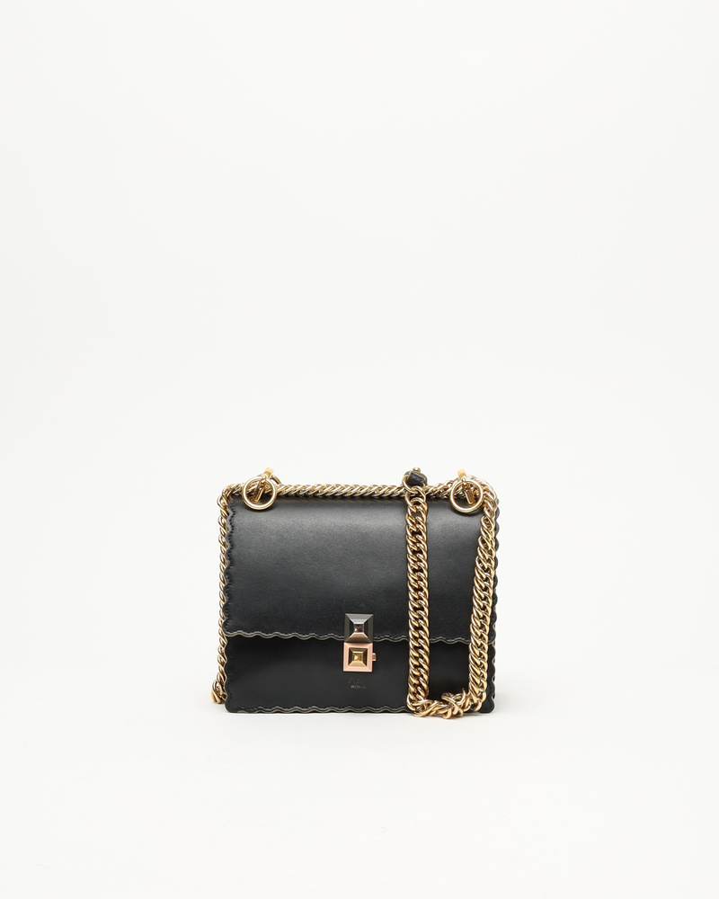 Vintage FENDI Black Leather Kan I Shoulder Bag - A Retro Tale